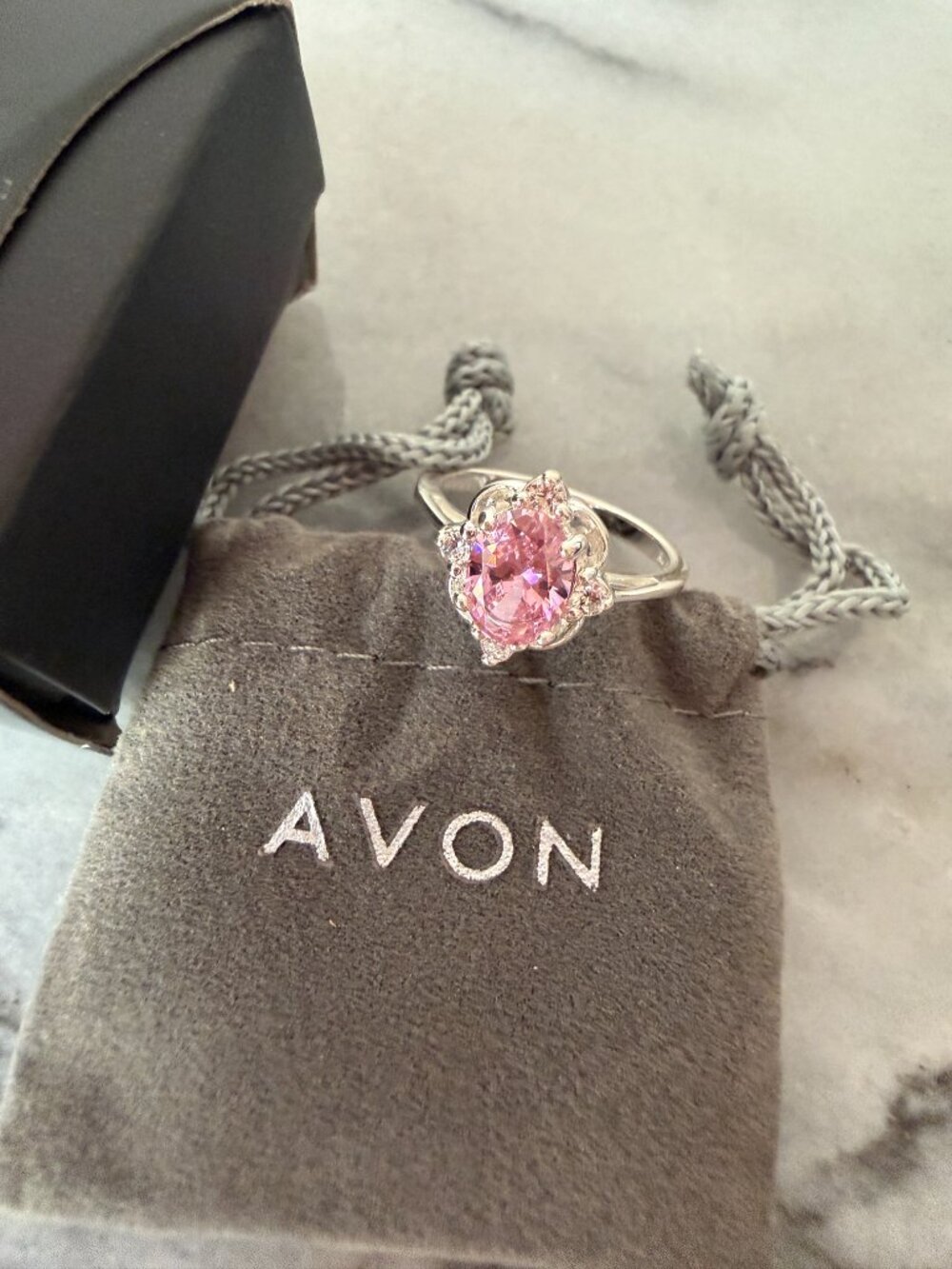 NIB Delicate Dainty Sterling 925 Oval Pink & White CZ Ring - 6 - Picture 9 of 12